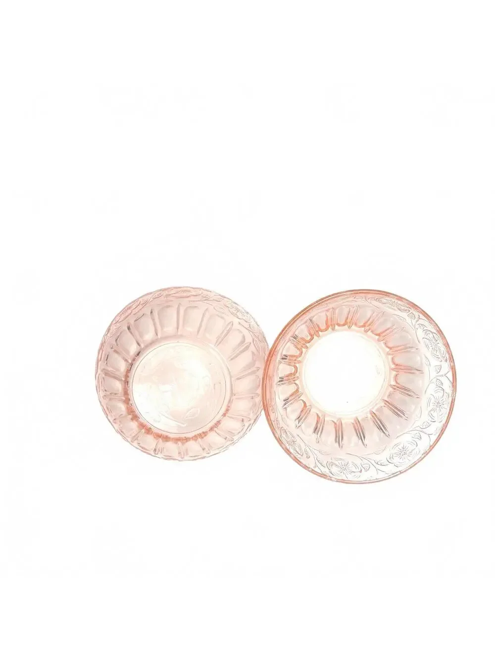 Set of 6 Vintage Pink Depression Glass Bowls with Floral Pattern